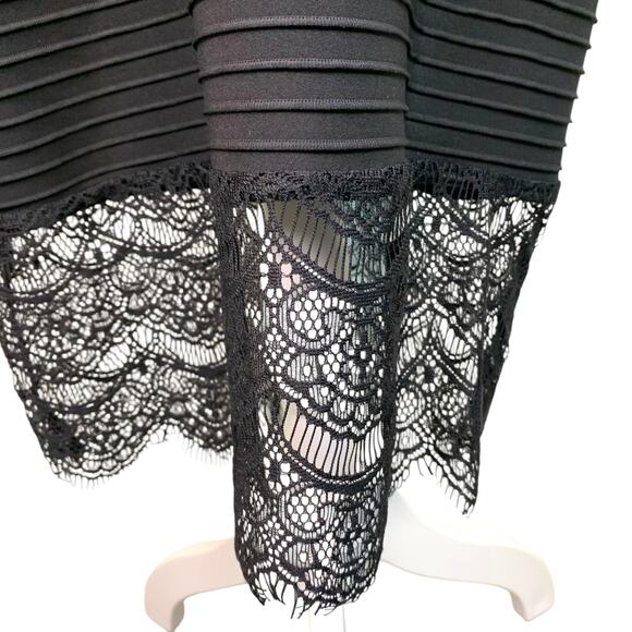 Sangria Women's 14 Black Lace Pink Lined Midi Bodycon Sheath Dress NWT - Picture 9 of 16